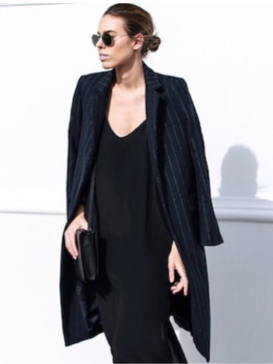 Zara Jackets & Blazers - Zara Pinstriped Wool Blend Long Coat